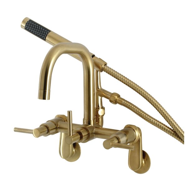 Aqua Vintage AE8457DL Wall Mount Clawfoot Tub Faucet, Brushed Brass AE8457DL